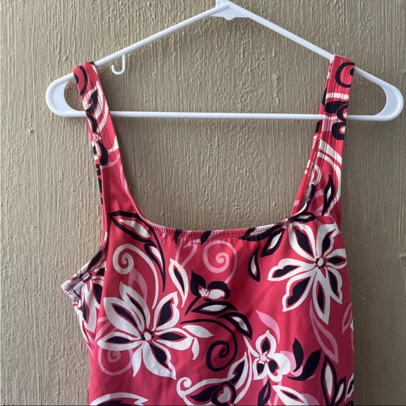 Barefoot Miss of California Tankini Swim Suit Top SZ 12 Red Pink Black - Picture 2 of 10